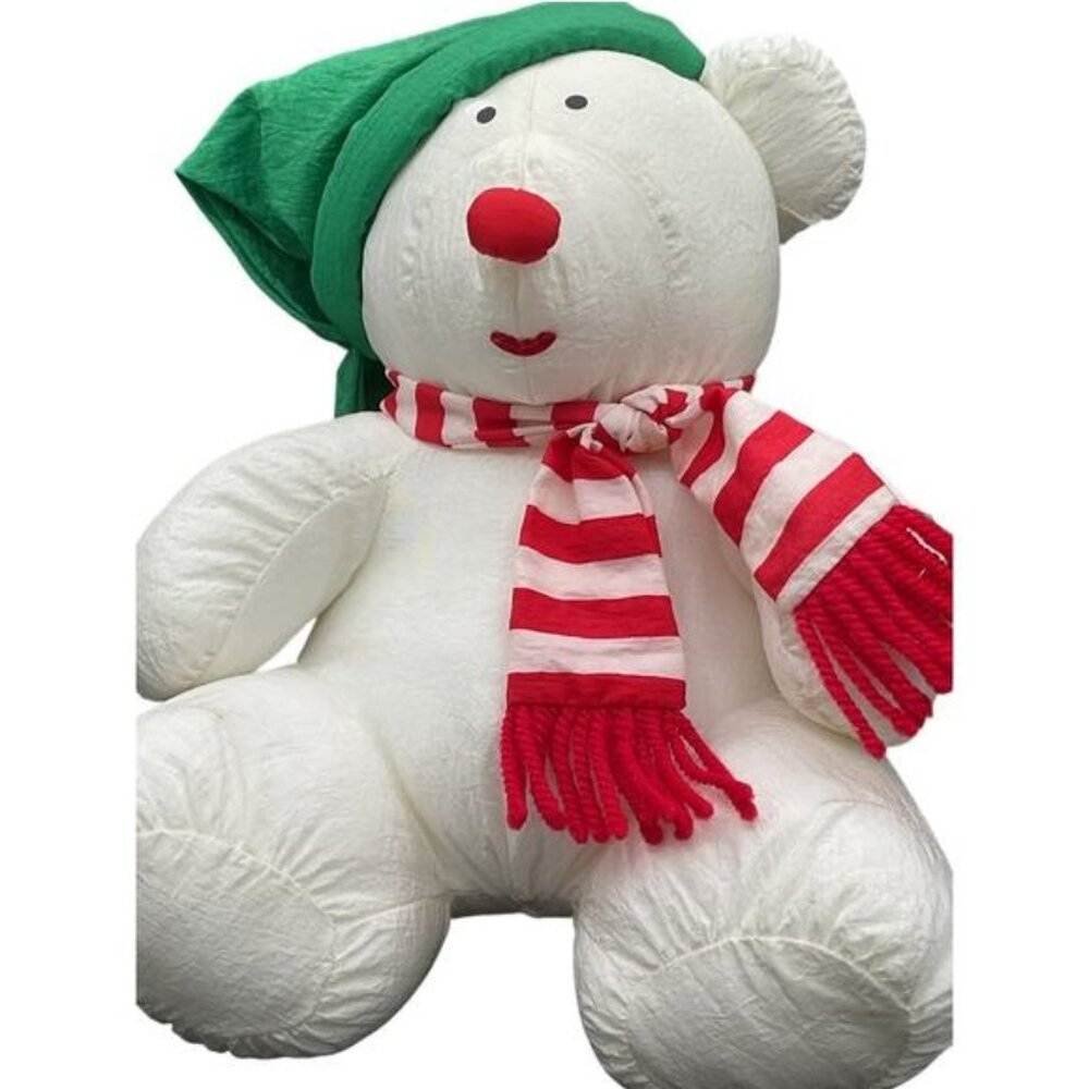 1978 J.S. International INC Polyester Parachute Nylon White Christmas Snow Bear